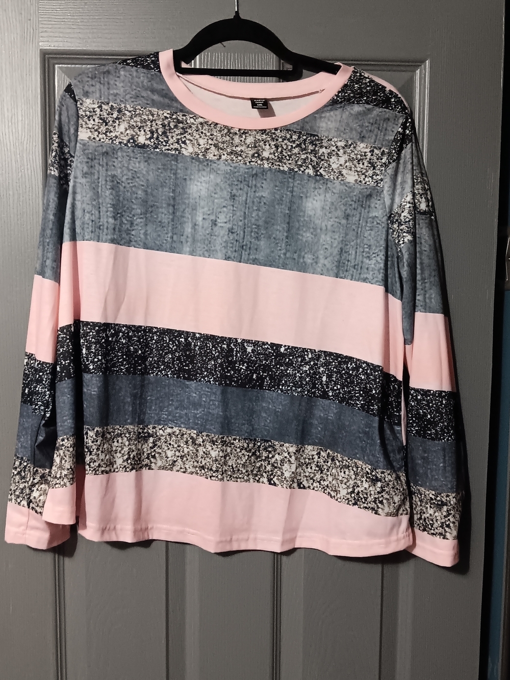 SHEIN Pink and Blue Striped Long Sleeve Blouse - Picture 1 of 5